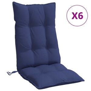 vidaXL Almofad&otilde;es cadeira encosto alto 6pcs tecido oxford azul-marinho