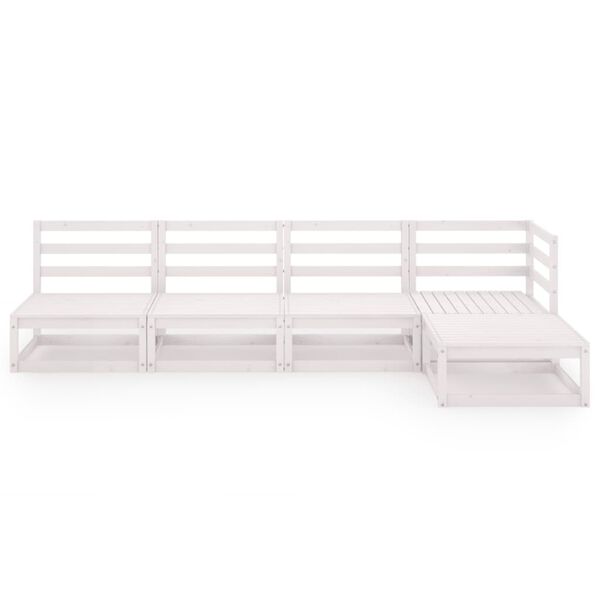 vidaXL 5 pcs conjunto lounge de jardim pinho maci&ccedil;o branco