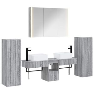 vidaXL Conjunto de M&oacute;veis para Banheiro 6 unid. Sonoma cinzento