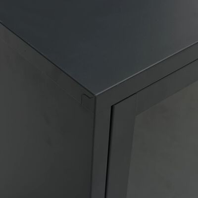 vidaXL Móvel de TV 105x35x52 cm aço e vidro preto