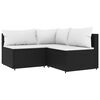 vidaXL 4 pcs conjunto lounge de jardim c/ almofad&otilde;es vime PE preto