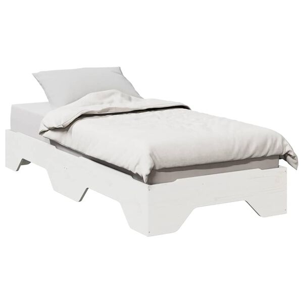 vidaXL Cama sem colchão empilháveis 90x190 cm madeira maciça branco
