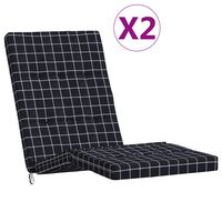 vidaXL Almofadões p/ cadeira terraço 2 pcs tecido oxford xadrez preto