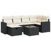 vidaXL 7 pcs conjunto de sof&aacute;s p/ jardim c/ almofad&otilde;es vime PE preto