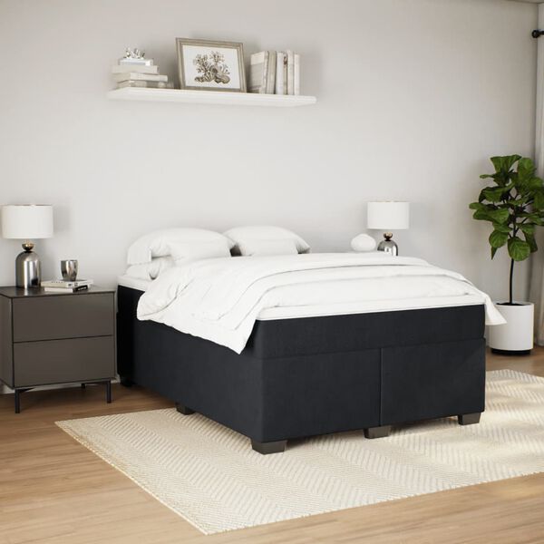 vidaXL Cama com molas/colch&atilde;o 140x190 cm veludo preto