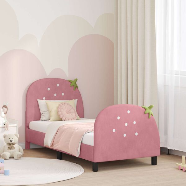 vidaXL Estrutura de Cama Infantil com Cabeceira Rosa 80 x 160 cm