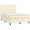 vidaXL Cama box spring c/ colch&atilde;o/LED 140x200cm couro artificial creme