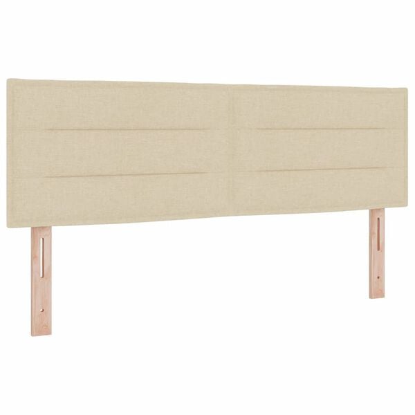 vidaXL Cama Box com colch&atilde;o com cabeceira Creme 140 x 190 cm tecido