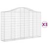 vidaXL Cestos gabi&atilde;o arqueados 3pcs 200x30x120/140cm ferro galvanizado