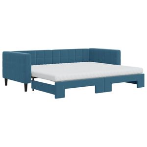 vidaXL Sof&aacute;-cama com gavet&atilde;o e colch&otilde;es 90x200 cm veludo azul