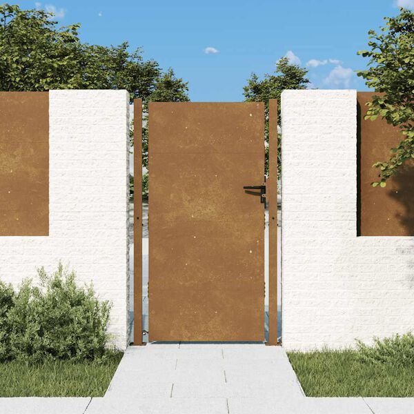 vidaXL Port&atilde;o de jardim 100x200 cm A&ccedil;o Corten