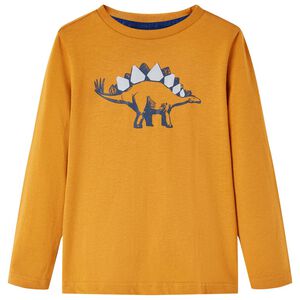 vidaXL T-shirt de manga comprida para crian&ccedil;a ocre-escuro 92