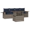 vidaXL Conjunto de sof&aacute; de jardim de 5 pe&ccedil;as com almofadas em rattan sint&eacute;tico cinza