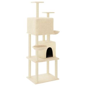 vidaXL &Aacute;rvore para gatos c/ postes arranhadores sisal 180 cm cor creme