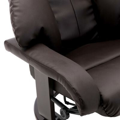 vidaXL Cadeira TV reclinável c/ apoio de pés couro artificial castanho