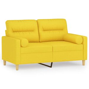 vidaXL Sof&aacute; 2 lug. + almofadas decorativas 120 cm tecido amarelo-claro
