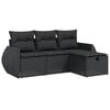 vidaXL 4 pcs conjunto de sof&aacute;s para jardim c/ almofad&otilde;es vime PE preto