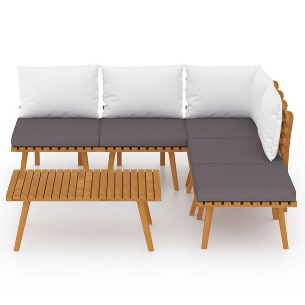 vidaXL 6 pcs conjunto lounge de jardim com almofadões acácia maciça