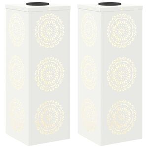 vidaXL Luz Solar LED de Caminho 2 pcs Branco A&ccedil;o Laminado a Frio