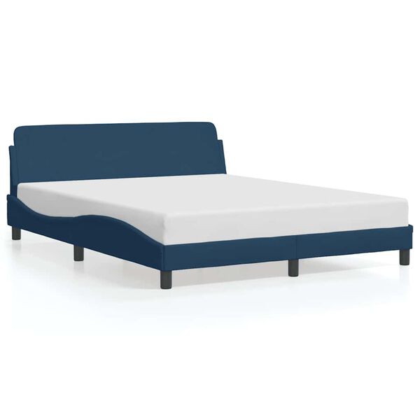 vidaXL Estrutura de cama com cabeceira Dover 160x200 cm tecido azul