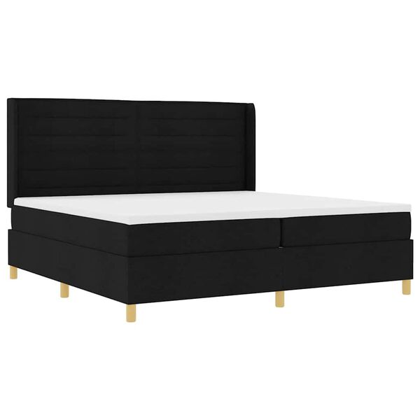 vidaXL Cama Box com colch&atilde;o com cabeceira Preto 200 x 200 cm tecido