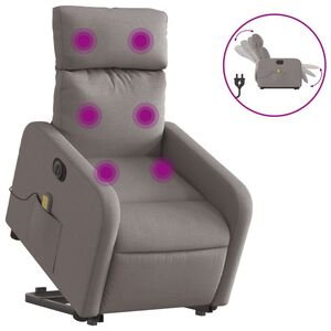vidaXL Poltrona el&eacute;trica elevat&oacute;ria massagens tecido cinza-acastanhado