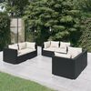 vidaXL 6 pcs conjunto lounge de jardim c/ almofad&otilde;es vime PE preto