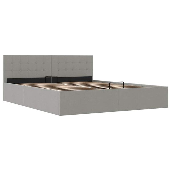 vidaXL Estrutura de cama hidr&aacute;ulica 180x200 cm tecido cinzento-claro