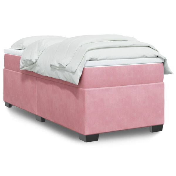 vidaXL Cama com molas/colchão 80x200 cm veludo rosa