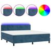 vidaXL Cama box spring c/ colch&atilde;o/LED 160x200 cm veludo azul-escuro