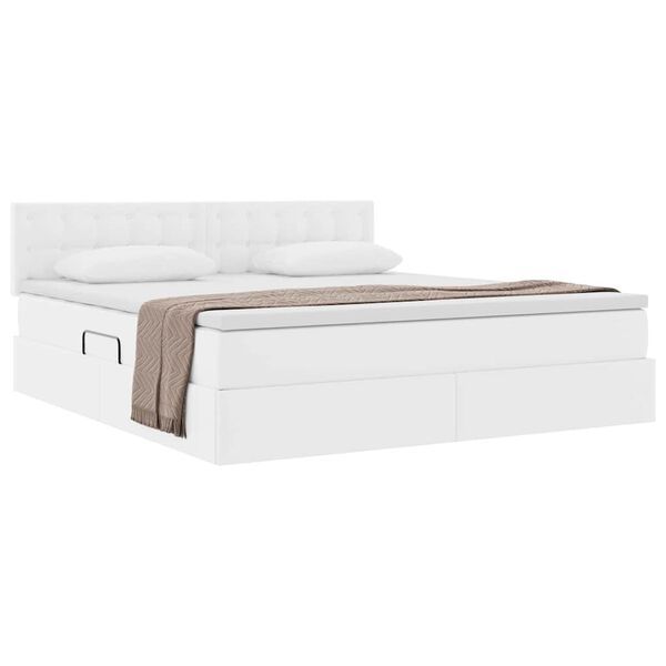 vidaXL Cama com arruma&ccedil;&atilde;o e colch&atilde;o Branco Puro 160 x 200 cm