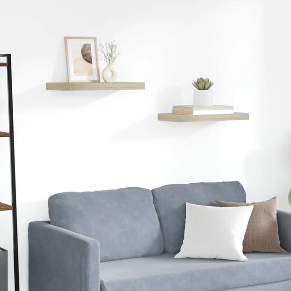 vidaXL Prateleiras de parede suspensas 2 pcs 50x23x3,8cm MDF carvalho