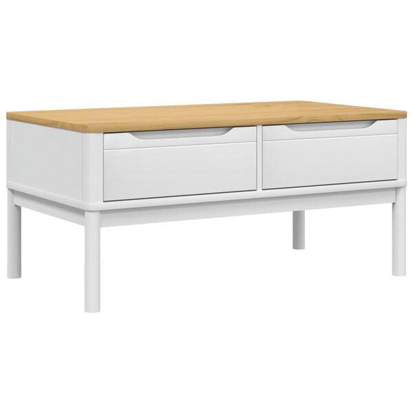 vidaXL Mesa de centro FLORO 99x55,5x45 cm madeira pinho maciça branco