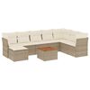 vidaXL 9 pcs conjunto de sof&aacute;s p/ jardim com almofad&otilde;es vime PE bege