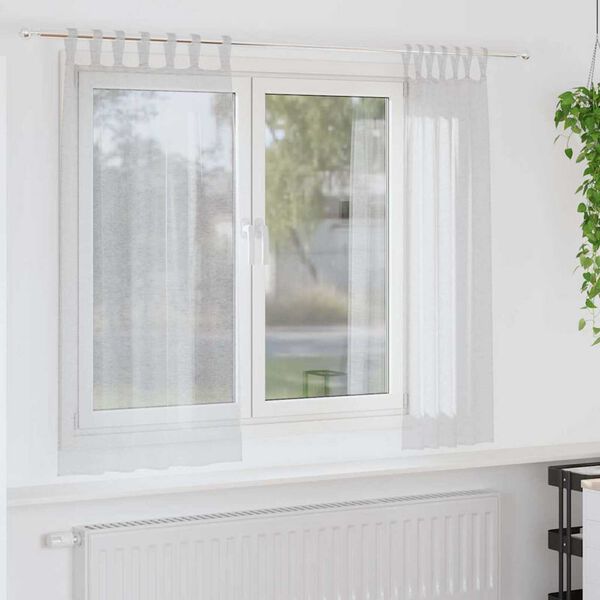 vidaXL Cortina de Voile 2 pcs Cinzento-claro 175 x 140 cm Poli&eacute;ster