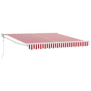 vidaXL Toldo Retr&aacute;til Manual Vermelho e Branco 300 x 250 cm tecido