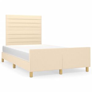 vidaXL Estrutura de cama sem colch&atilde;o 120x190 cm tecido creme