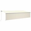 vidaXL Toldo autom&aacute;tico c/ estore/LED/sensor de vento 6x3 m cor creme