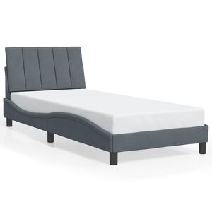 vidaXL Estrutura de cama sem colch&atilde;o Hanko 90x200 cm veludo cinzento-escuro
