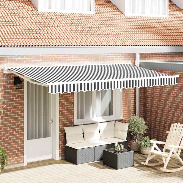 vidaXL Toldo Retr&aacute;til Manual Antracite e Branco 400 x 200 cm
