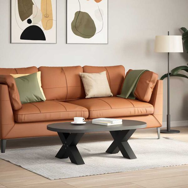 vidaXL P&eacute;s para mesa de centro em formato de X, 2 pe&ccedil;as, preto, 50x(30-31) cm, a&ccedil;o