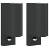 vidaXL Candeeiros parede p/ exterior c/ sensor 2 pcs alum&iacute;nio preto
