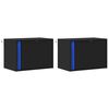 vidaXL Mesas de cabeceira de parede com luzes LED 2 pcs preto