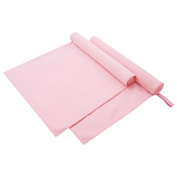 vidaXL Toalhas Esportivas 2 pcs Rosa 180 x 90 cm Poli&eacute;ster e poliamida