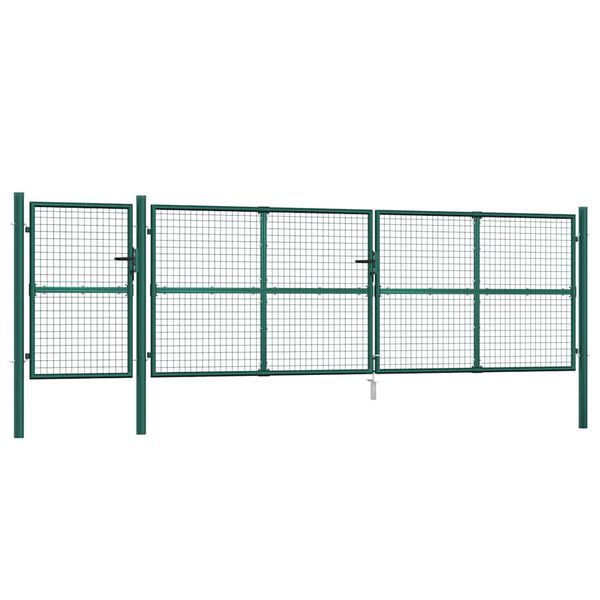 vidaXL Port&atilde;o de jardim em tela verde 500x125 cm a&ccedil;o galvanizado.