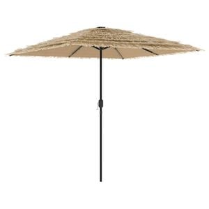vidaXL Guarda-sol c/ luzes LED e poste de a&ccedil;o 248x248x248 cm castanho