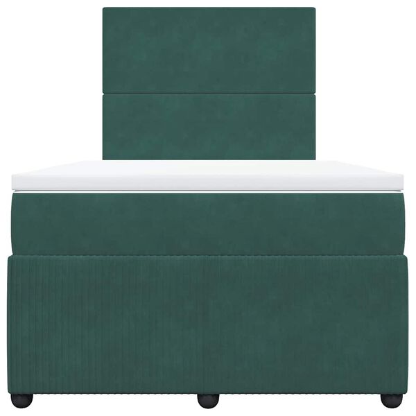 vidaXL Cama boxspring com colch&atilde;o 120x200 cm veludo verde-escuro