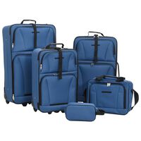 vidaXL 5 pcs conjunto malas de viagem tecido azul