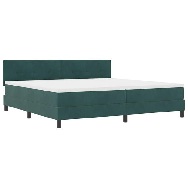 vidaXL Cama Box com colch&atilde;o Verde Escuro 200 x 200 cm Veludo