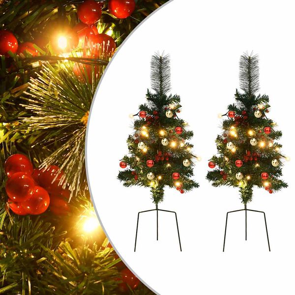 vidaXL &Aacute;rvore de Natal artificial de exterior pr&eacute;-iluminada 2 pcs PVC